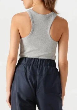 lichtgrijze co'couture top saharacc embroidery tank top