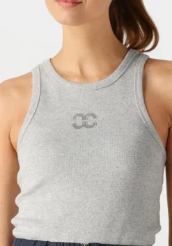lichtgrijze co'couture top saharacc embroidery tank top