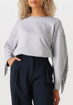 lichtgrijze co'couture trui studcc fringe sweat