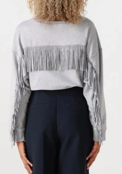 lichtgrijze co'couture trui studcc fringe sweat