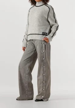 lichtgrijze haute l'amitié trui toby hem line knit