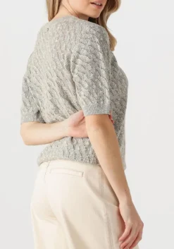 lichtgrijze mos mosh t-shirt mmkarin marisol ss linen knit