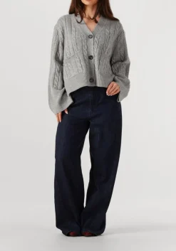 lichtgrijze second female vest alphine knit cardigan