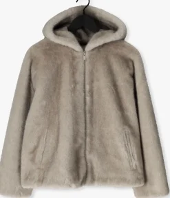 lichtgrijze studio ar faux fur jas ruby