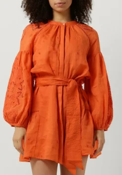 oranje scarlett poppies mini jurk sunshine babe short