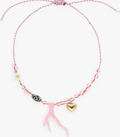 roze bonnie studios sieraad pendant party pink necklace