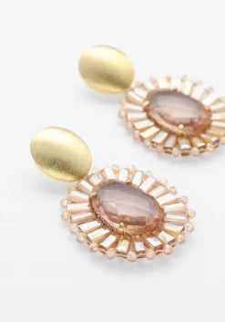 roze lott. gioielli sieraad oval flat beads with stone s