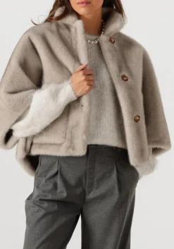 taupe alter ego faux fur jas lena