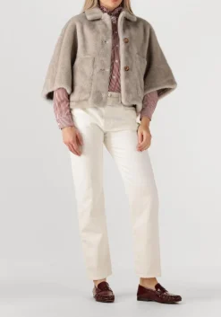 taupe alter ego faux fur jas lena