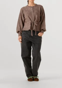 taupe co'couture vest row cable tie cardigan