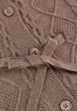 taupe co'couture vest row cable tie cardigan