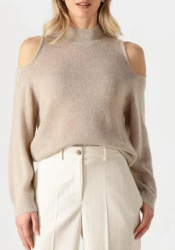 taupe dante6 trui aviel open shoulder sweater