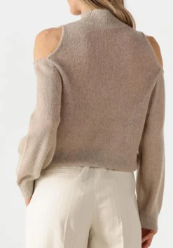 taupe dante6 trui aviel open shoulder sweater