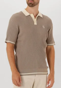 taupe filling pieces polo fine knit polo