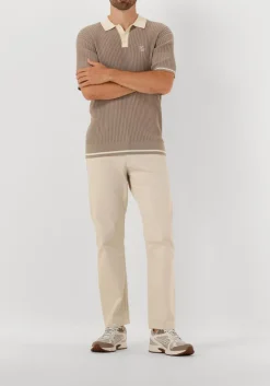 taupe filling pieces polo fine knit polo