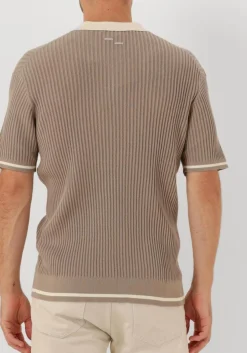 taupe filling pieces polo fine knit polo