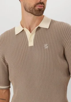 taupe filling pieces polo fine knit polo