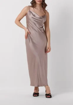 taupe notre-v maxi jurk satin strap dress