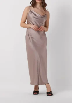 taupe notre-v maxi jurk satin strap dress