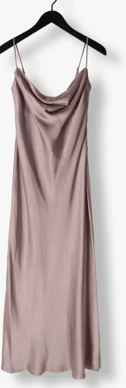 taupe notre-v maxi jurk satin strap dress
