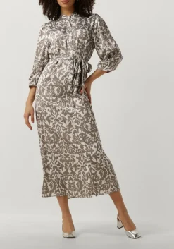 taupe notre-v midi jurk satin dress one