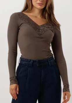 taupe rosemunde top bernadine organic t-shirt lace