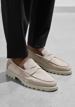 taupe santoni loafers sue penny loafer gz