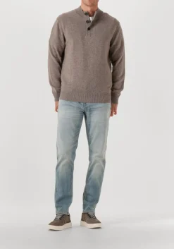 taupe stefano lauran trui half zip l