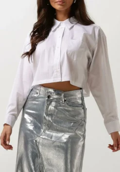 witte co'couture blouses cotton crisp cropped shirt
