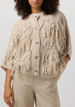 witte summum vest cardigan 3/4 sleeve fringe knit