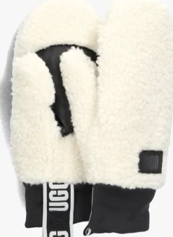 witte ugg handschoenen uggfluff mitten with logo tape