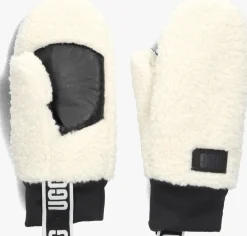witte ugg handschoenen uggfluff mitten with logo tape