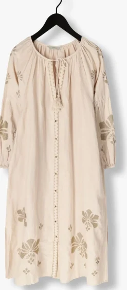 zand summum maxi jurk long dress linen heavy embroidery