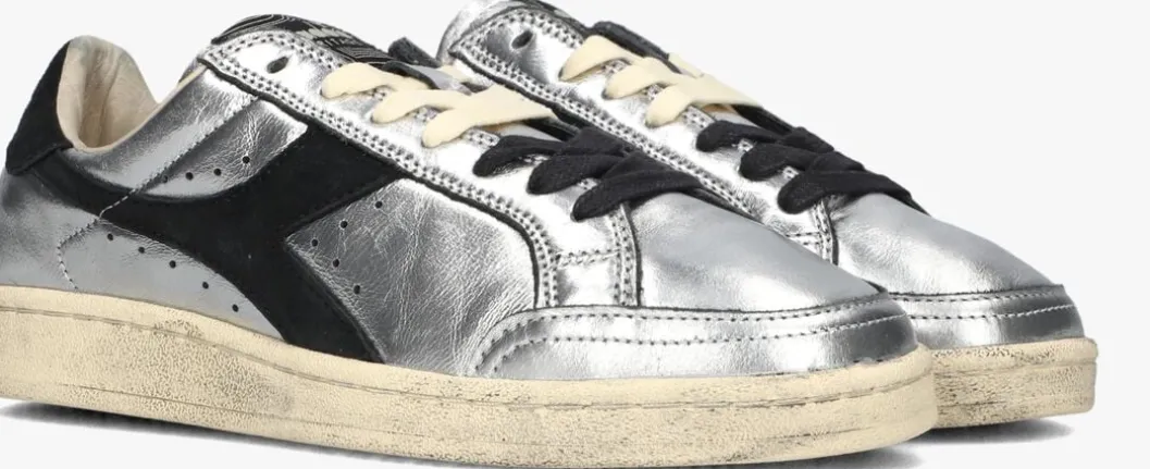 zilveren diadora heritage lage sneakers prestige metal used