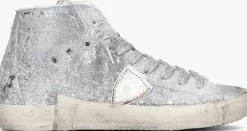 zilverkleurig philippe model hoge sneakers prsx high woman