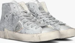 zilverkleurig philippe model hoge sneakers prsx high woman