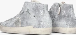 zilverkleurig philippe model hoge sneakers prsx high woman