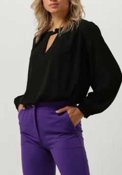 zwarte access blouses blouse with front v opening