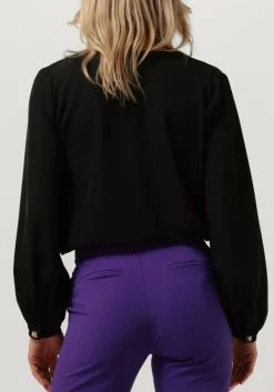 zwarte access blouses blouse with front v opening