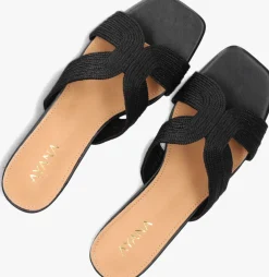 zwarte ayana slippers 0677-1