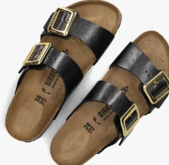zwarte birkenstock slippers sydney cushion buckle