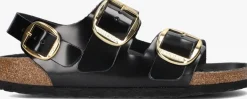 zwarte birkenstock slippers milano big buckle dames