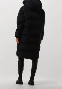 zwarte blonde08 gewatteerde jas lang doorgestikte jas