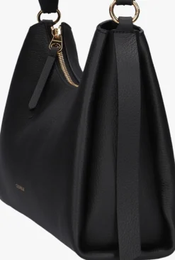 zwarte coccinelle schoudertas boheme grana double