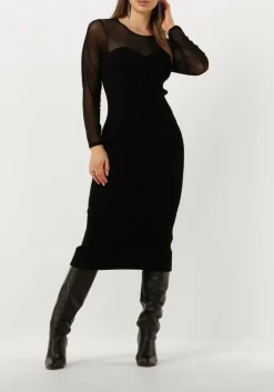 zwarte co'couture midi jurk baducc mix corset dress