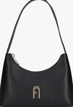 zwarte furla schoudertas diamante mini shoulder bag