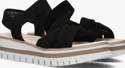 zwarte gabor platte sandalen 622.1
