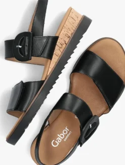 zwarte gabor platte sandalen 752