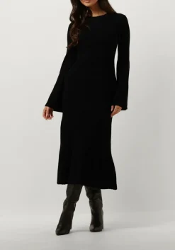 zwarte gestuz midi jurk antaligz wool dress