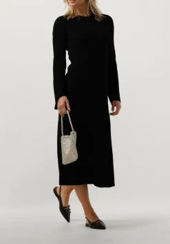 zwarte gestuz midi jurk antaligz wool dress